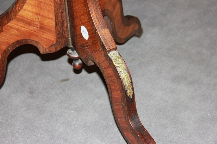 French Sail-shaped Table From The Second Half Of The 19th Century, Louis XV Style, In Rosewood -photo-3