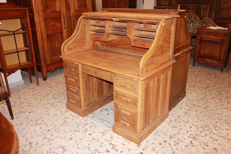  Beautiful American Roll-top Desk From The Early 1900s In Oak Woo-photo-2