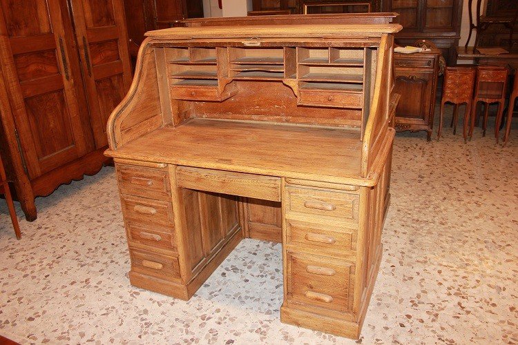  Beautiful American Roll-top Desk From The Early 1900s In Oak Woo