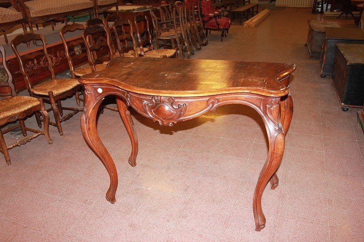 Console De Style Louis-philippe italienne Du Milieu Du XIXe Siècle En Bois De Noyer