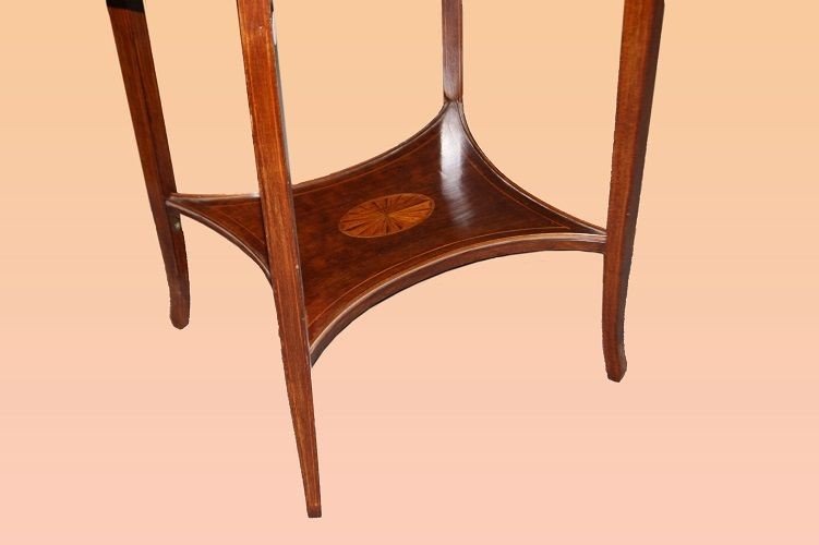 English Oval Coffee Table From The Mid-1800s, Victorian Style, In Mahogany Wood-photo-4