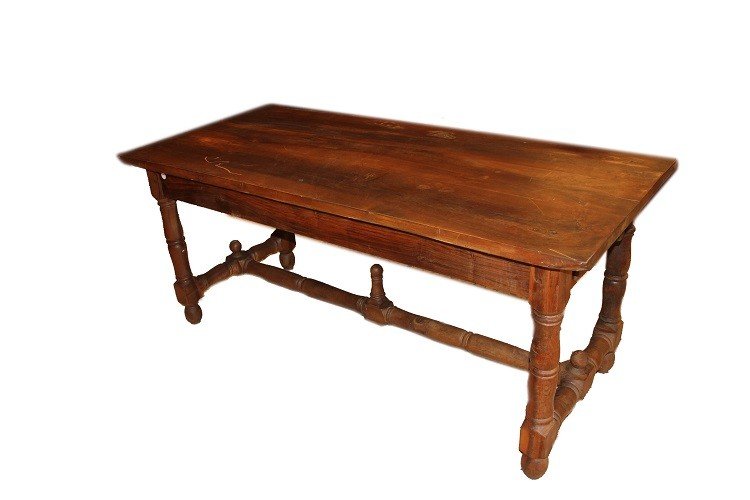 French Rustic Table From The Second Half Of The 1800s In Walnut Wood-photo-1