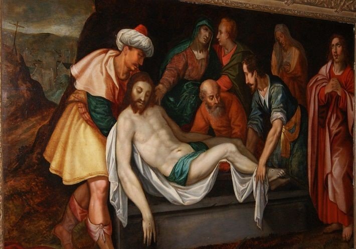 Oil On Panel From 1600, Flemish, Depicting The "deposition Of Jesus,"