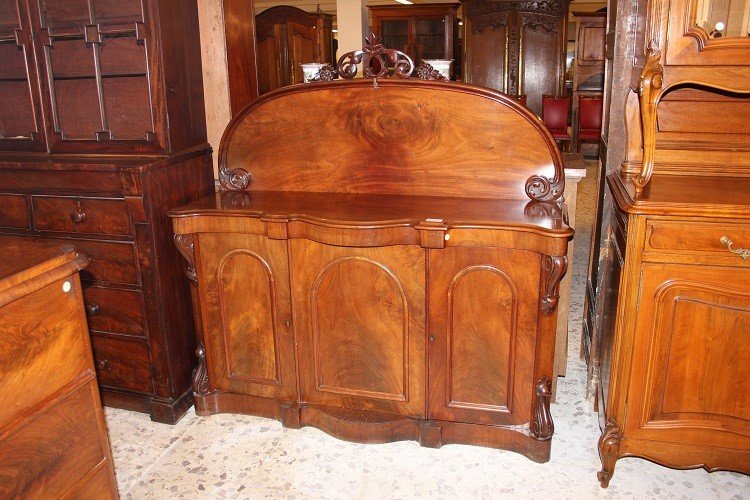 English English Mule Sideboard From The Second Half Of The 1800s, Victorian Style, In Mahogany 