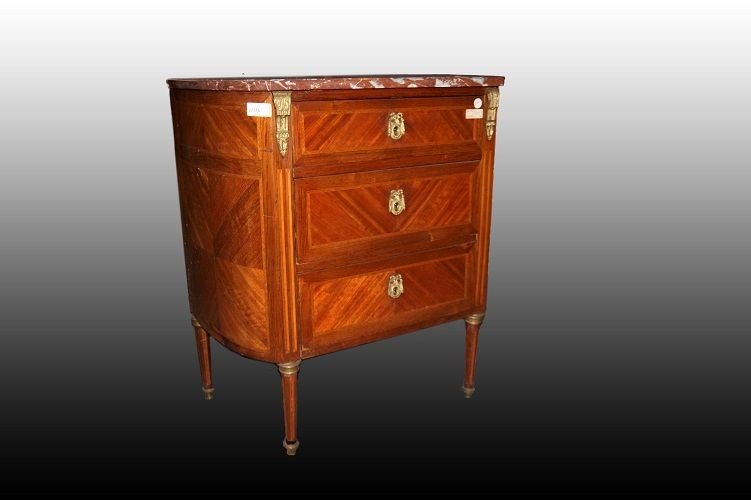 Beautiful French Chest Of Drawers From The Mid-1800s, Louis XVI Style, In Violet Wood