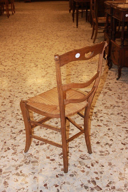  Group Of 6 French Chairs From The Late 1800s, Rustic Style, Made Of Walnut Wood With Rush Seat-photo-1