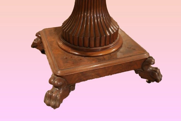 Circular Table, French From The First Half Of The 1800s, Charles X Style In Mahogany Wood-photo-3