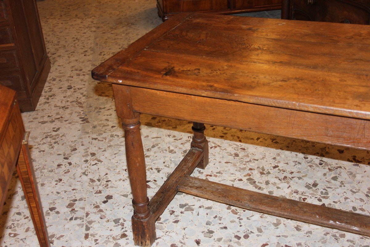 Large French Rectangular Table From The Mid-1800s, Rustic Style, Made Of Walnut Wood-photo-1