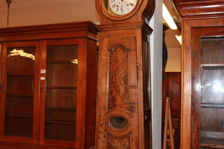 Antique French Column Clock From The 1700s Provençal Style In Walnut Wood-photo-3