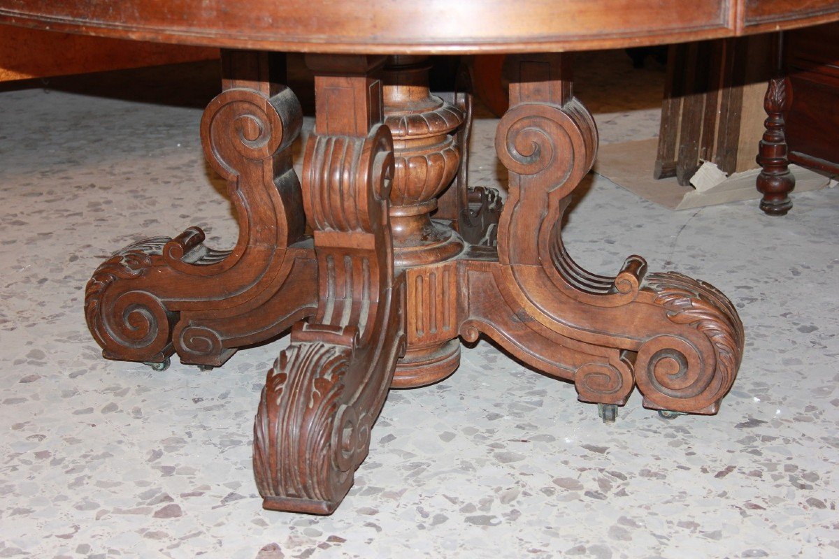 Table Ovale Extensible De Style Louis Philippe En Bois De Noyer Du XIXe Siècle-photo-4