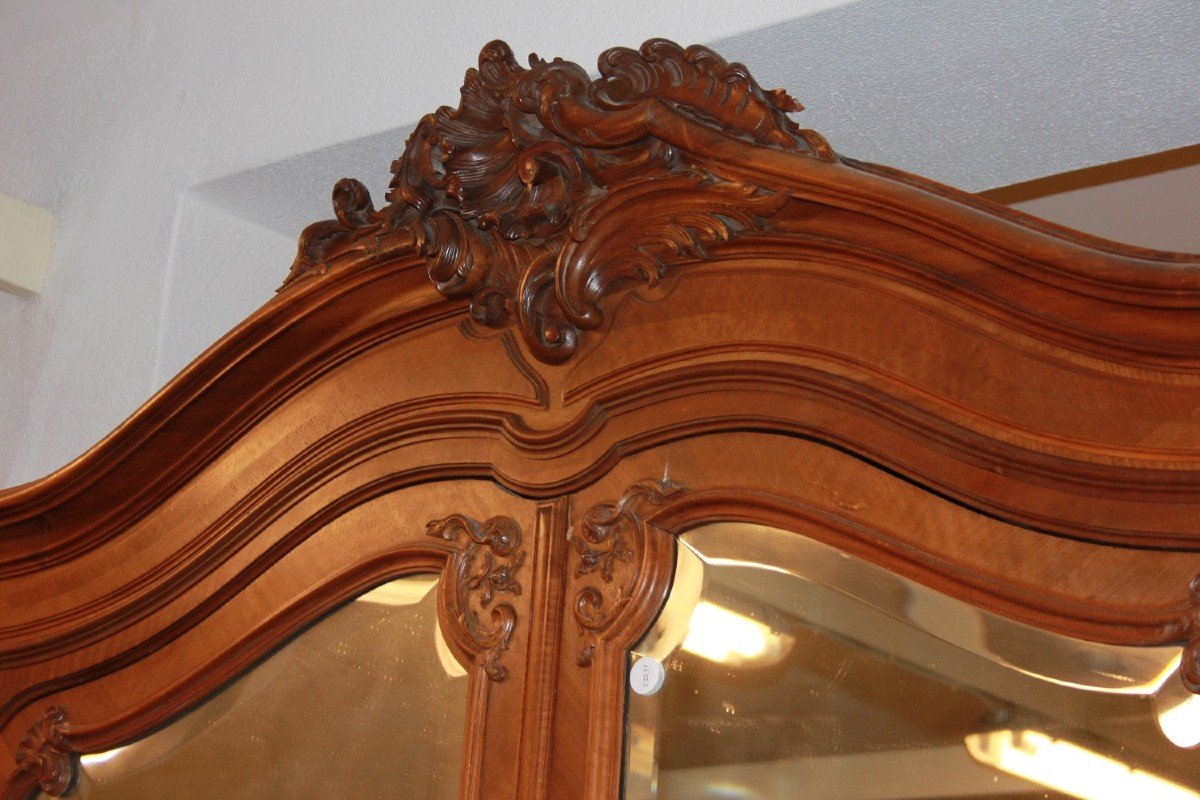 Armoire De Style Louis-philippe Avec Miroirs à 2 Portes En Bois De Noyer-photo-4