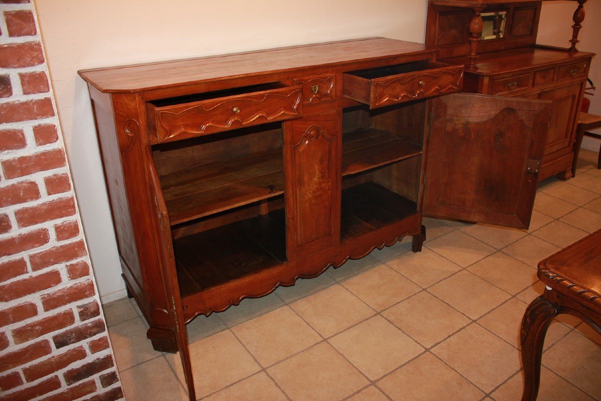 French Provencal 2-door Walnut Sideboard With Drawers From The 1800s-photo-2