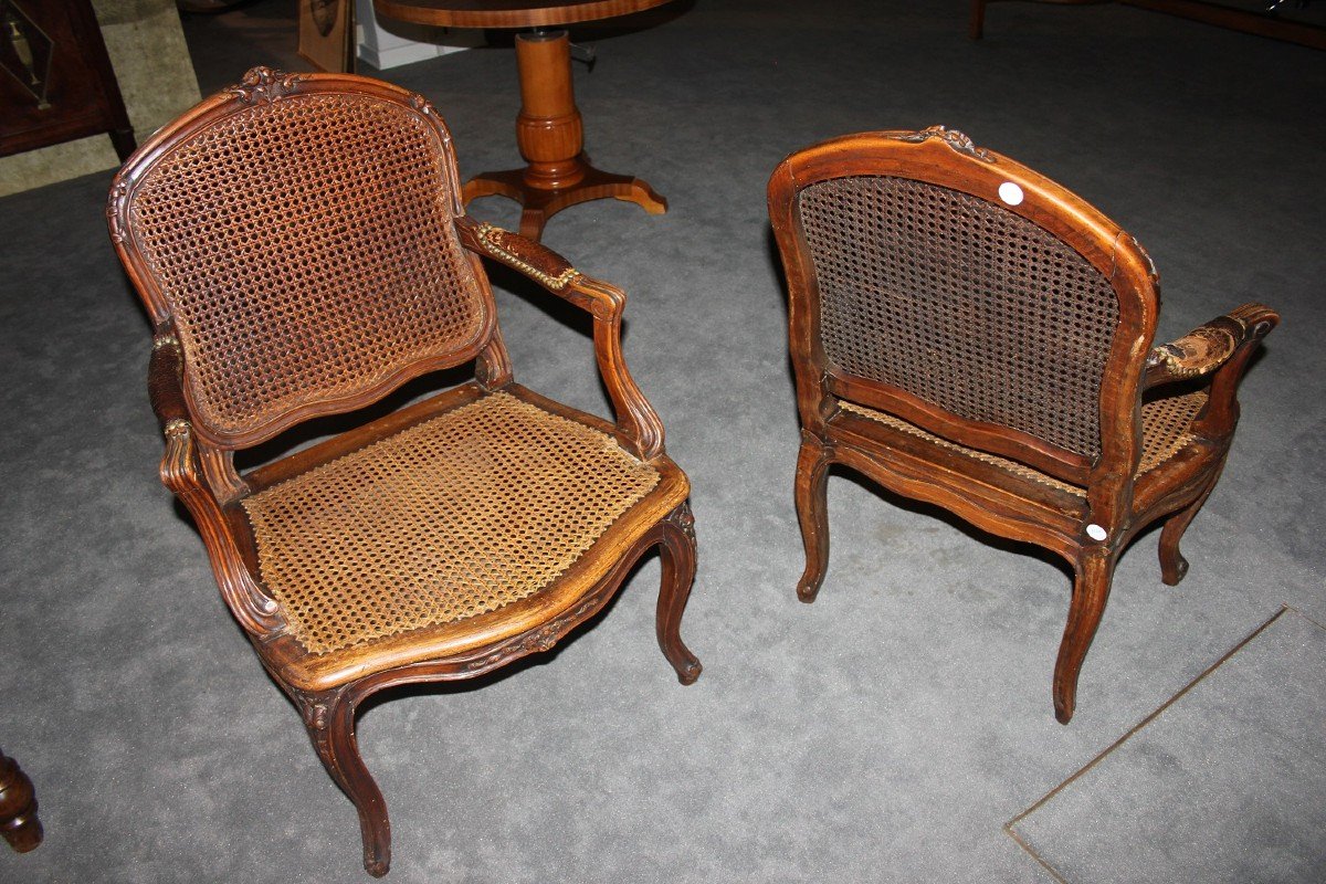 Pair Of 19th Century French Woven Armchairs-photo-2