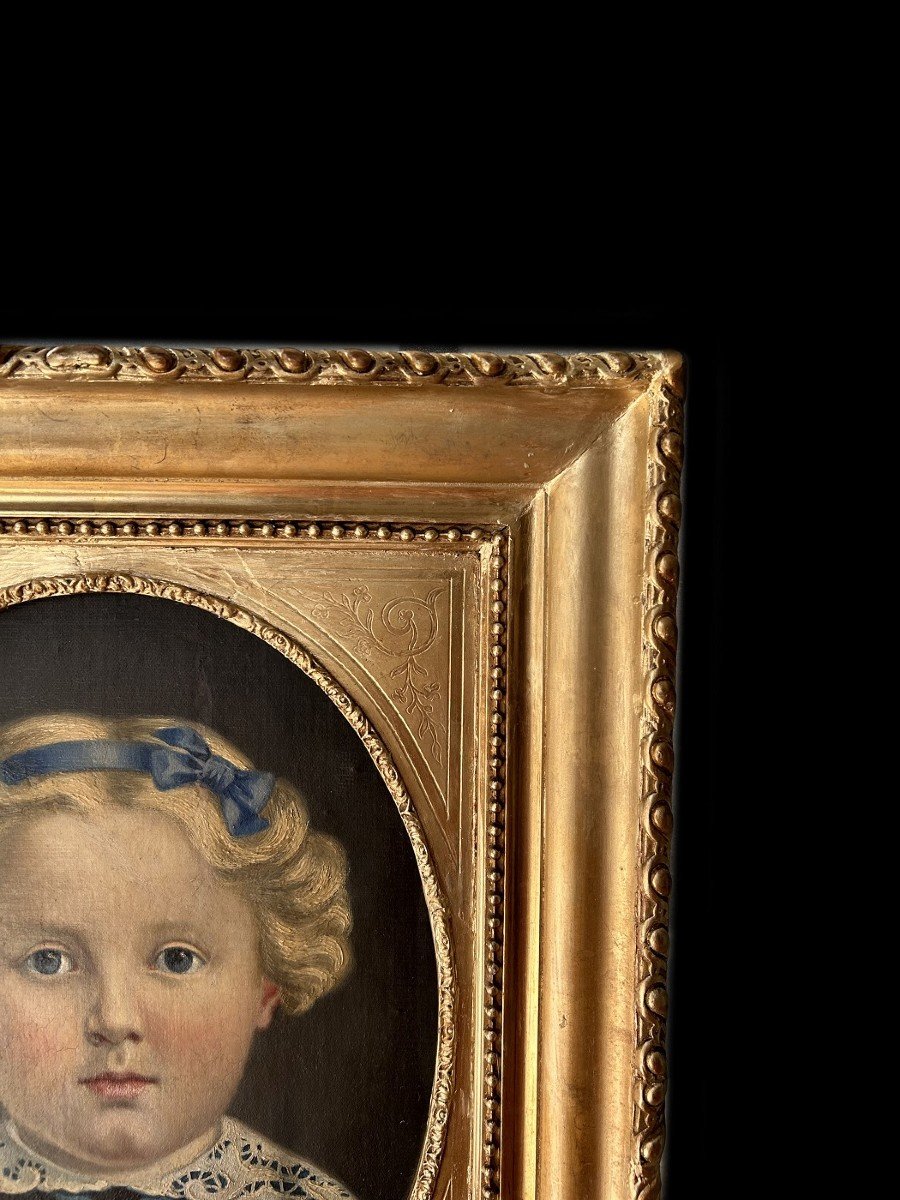 Oil On Cardboard Depicting A Portrait Of A Young Girl From The 1800s-photo-3