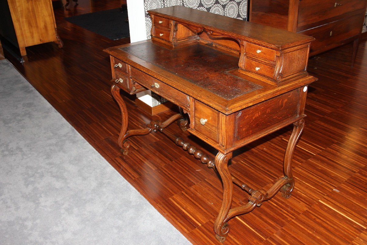 Early 1800s French Rustic Oak Writing Desk-photo-2