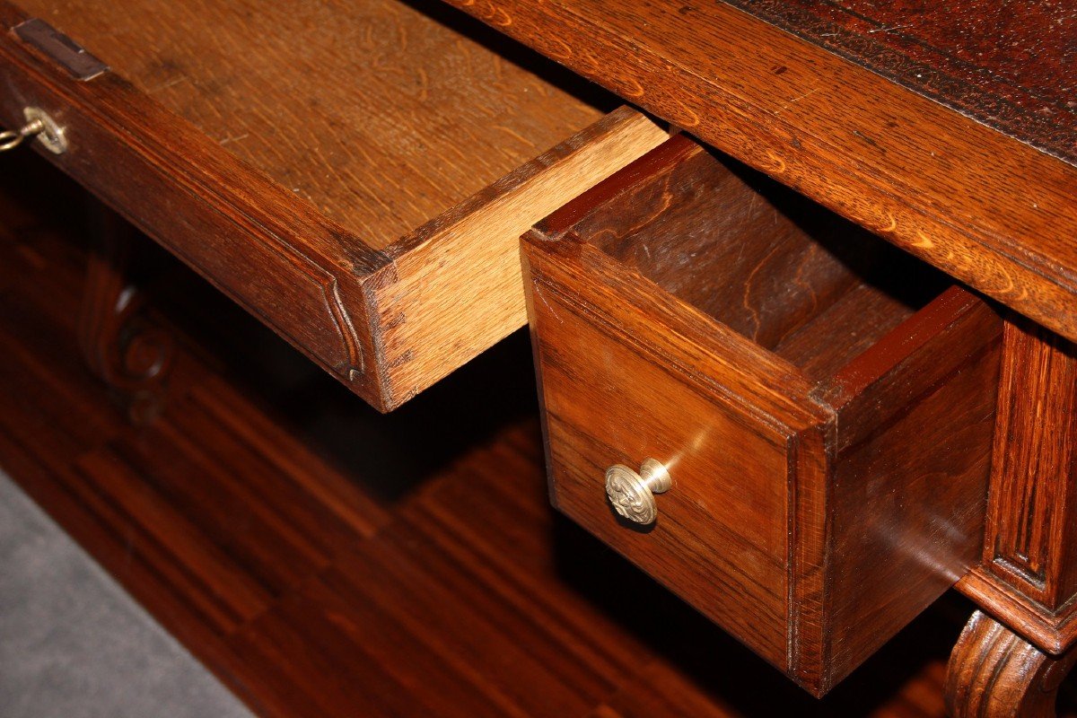 Early 1800s French Rustic Oak Writing Desk-photo-1