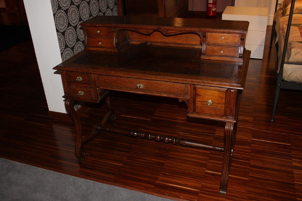 Early 1800s French Rustic Oak Writing Desk