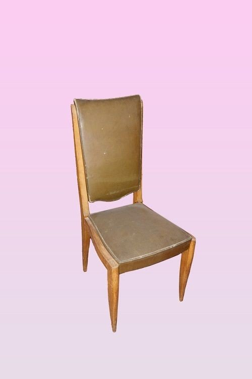 Group Of 6 Italian Chairs From The First Half Of The 1900s, In Decò Style, In Walnut Wood