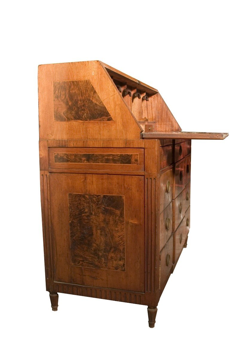 Commode Italienne En Orme Et Bruyère Des Années 1700 Avec 3 Tiroirs Et Abattant-photo-1