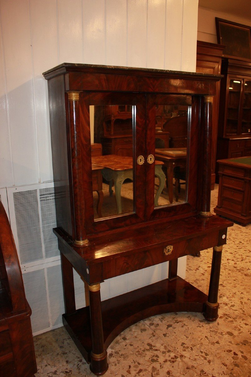 Mid 19th Century French Empire Style Mahogany And Mahogany Veneer Cabinet