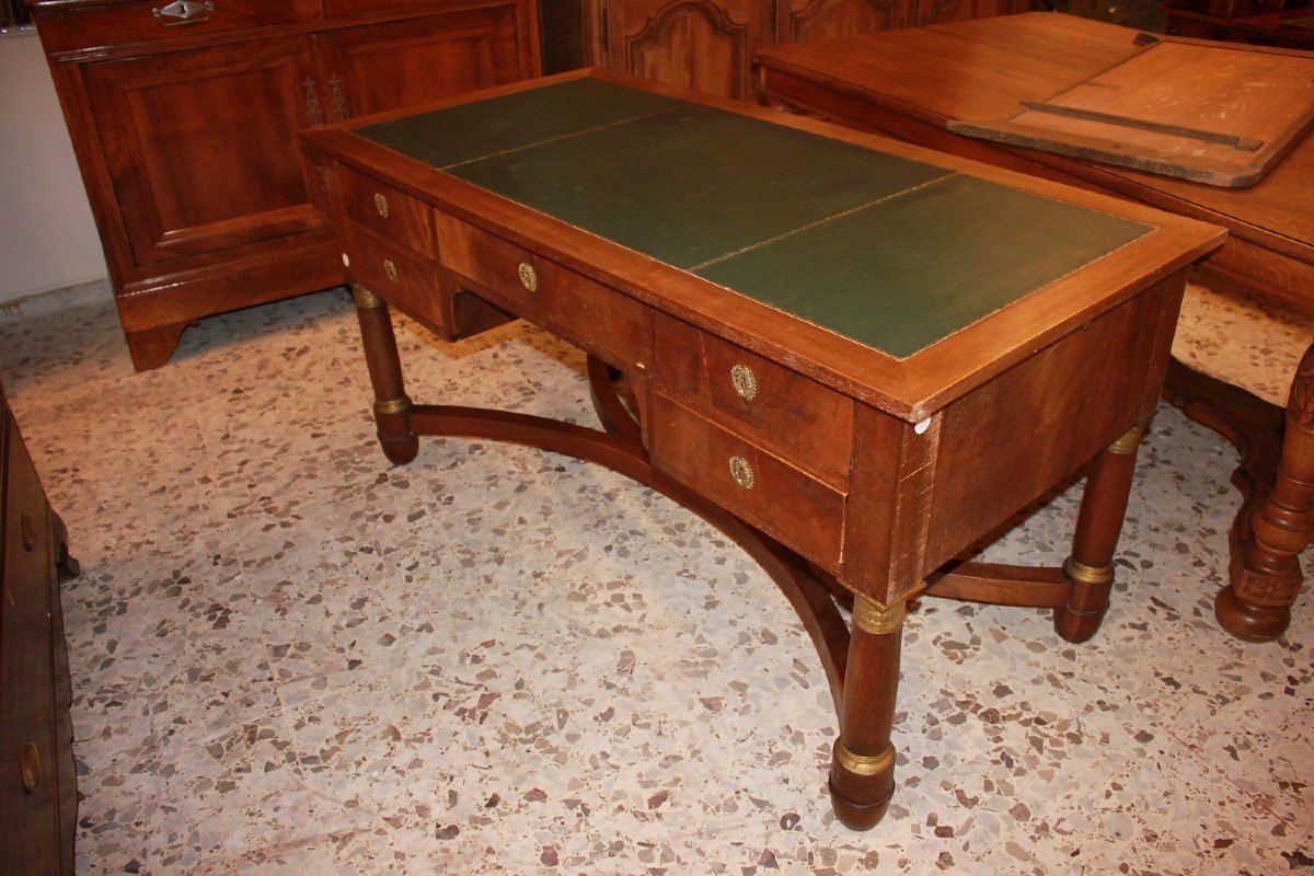 Early 20th Century French Empire Desk In Mahogany With Leather Top-photo-2