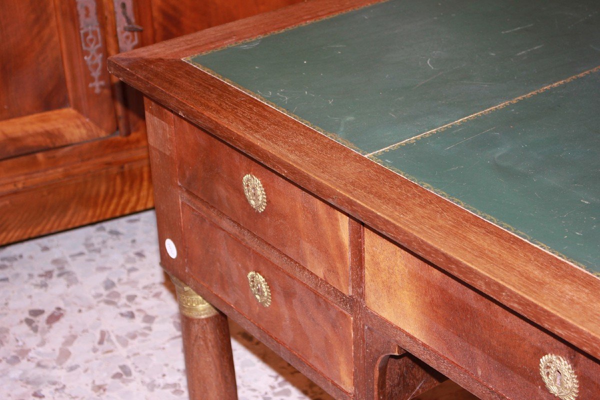 Early 20th Century French Empire Desk In Mahogany With Leather Top-photo-3