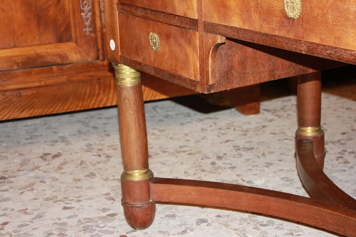 Early 20th Century French Empire Desk In Mahogany With Leather Top-photo-1