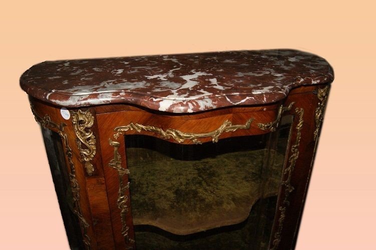 French Showcase From The Second Half Of The 1800s, Louis XV Style, In Rosewood.-photo-3