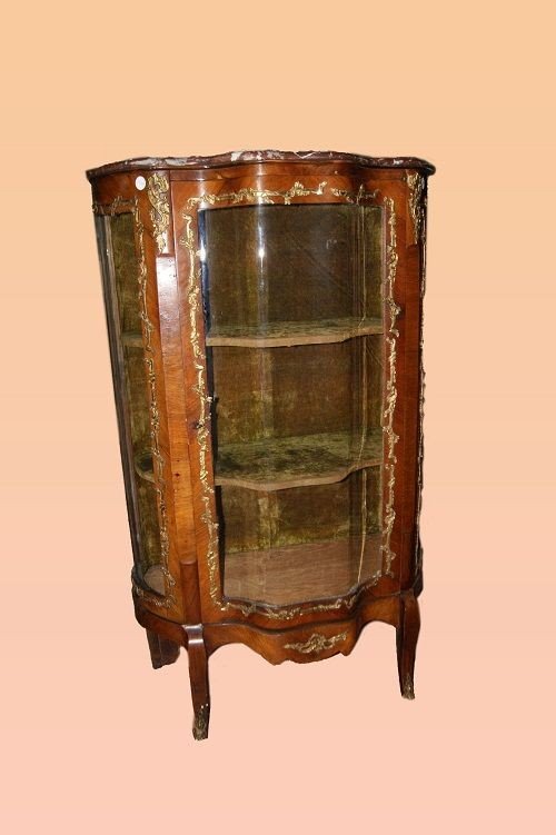 French Showcase From The Second Half Of The 1800s, Louis XV Style, In Rosewood.