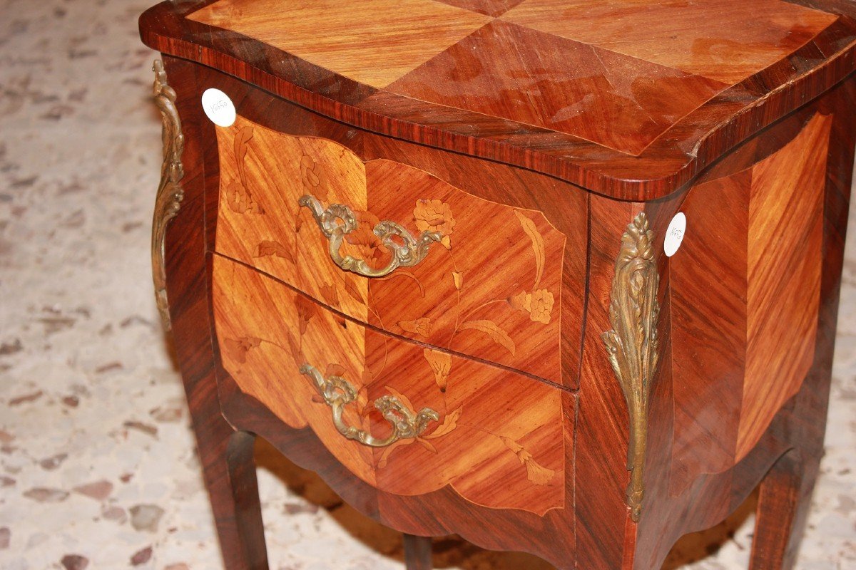 Small French Bedside Table From The 1800s, Louis XV Style, In Bois De Rose Wood-photo-2