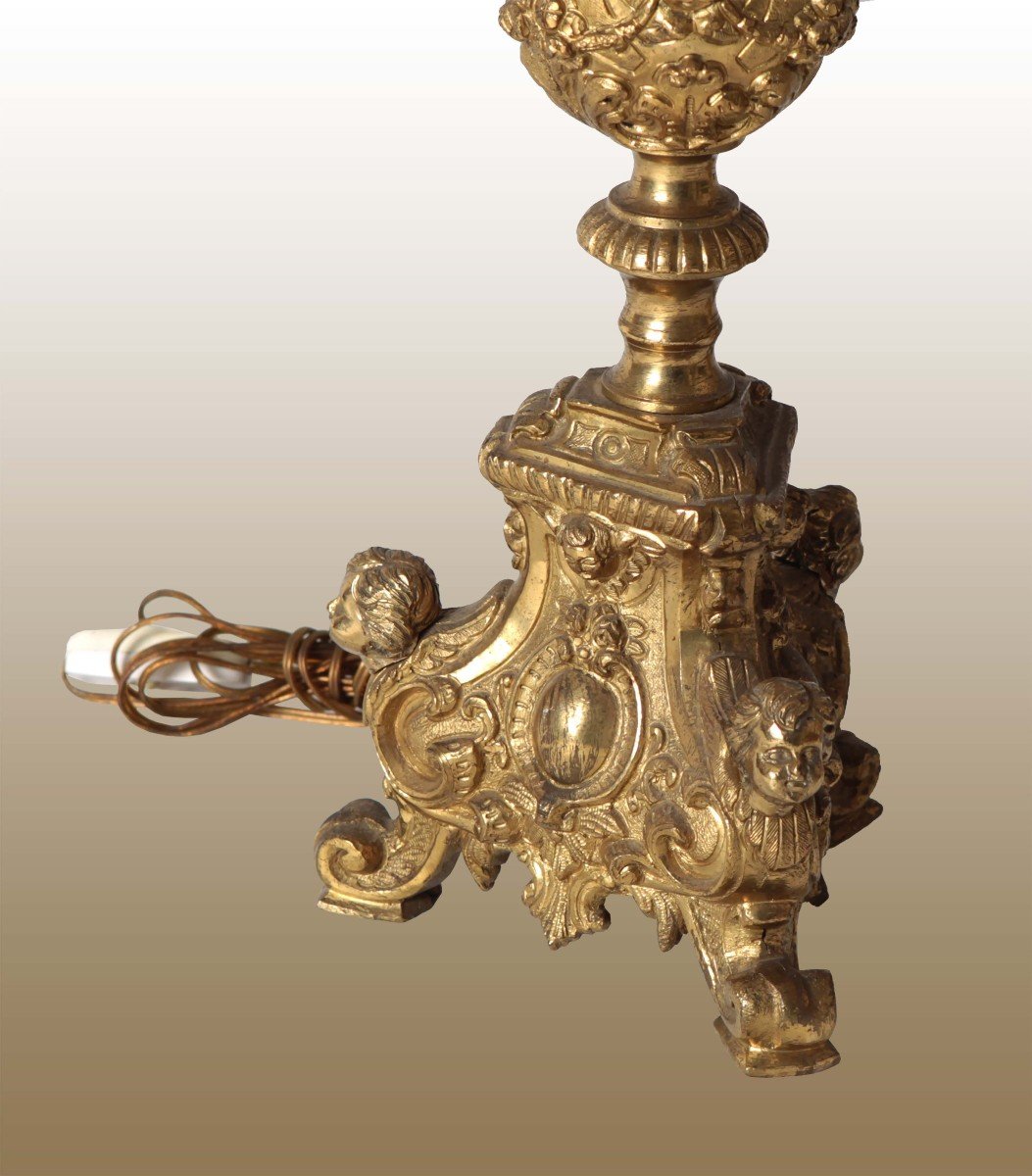 Pair Of Gilt Bronze Candlesticks, Of French Origin, Dating From The Late 1800s-photo-2