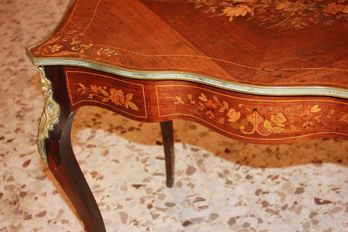 French Louis XV Style Desk In Inlaid Rosewood From The 19th Century-photo-1