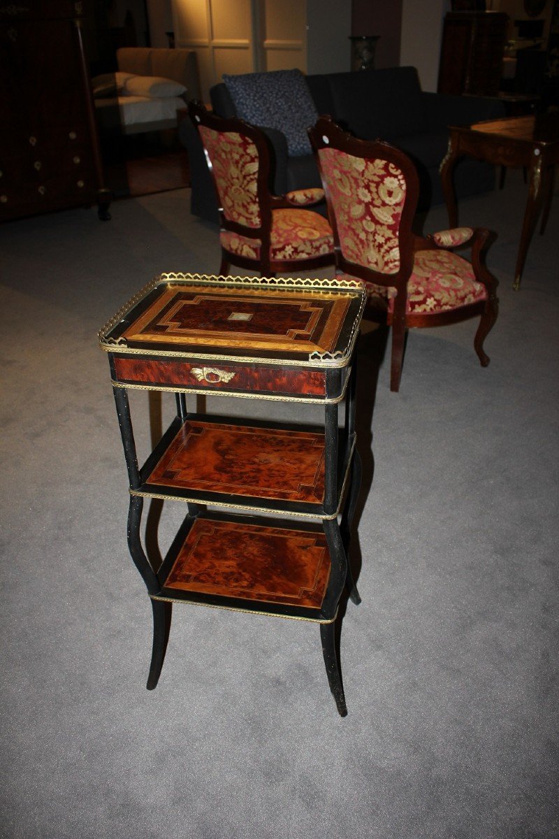 Petite Table Française Style Napoléon III En Bois Polychromes Du XIXe Siècle