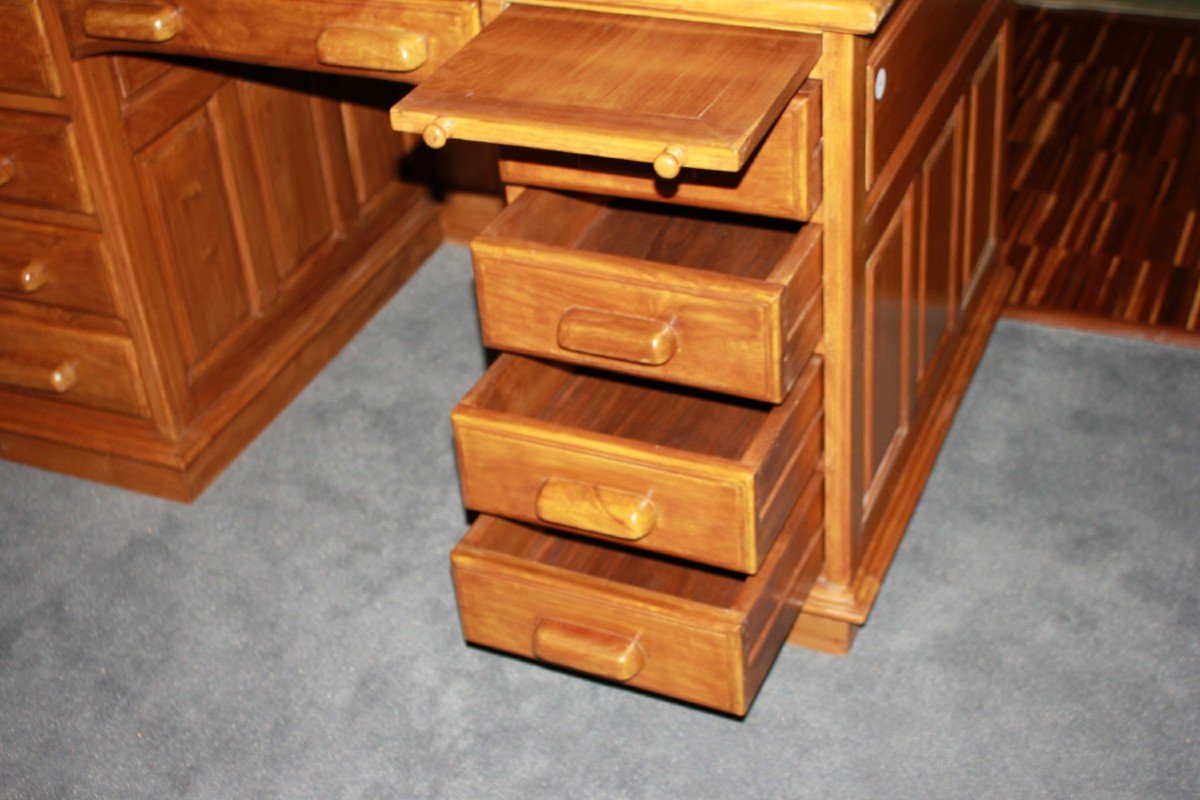 Early 20th Century American Rolltop Desk In Walnut Wood-photo-2