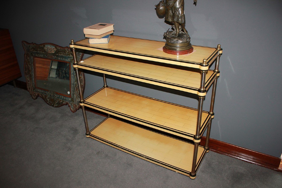 Open Bookcase étagère In Ivory From The 1950s