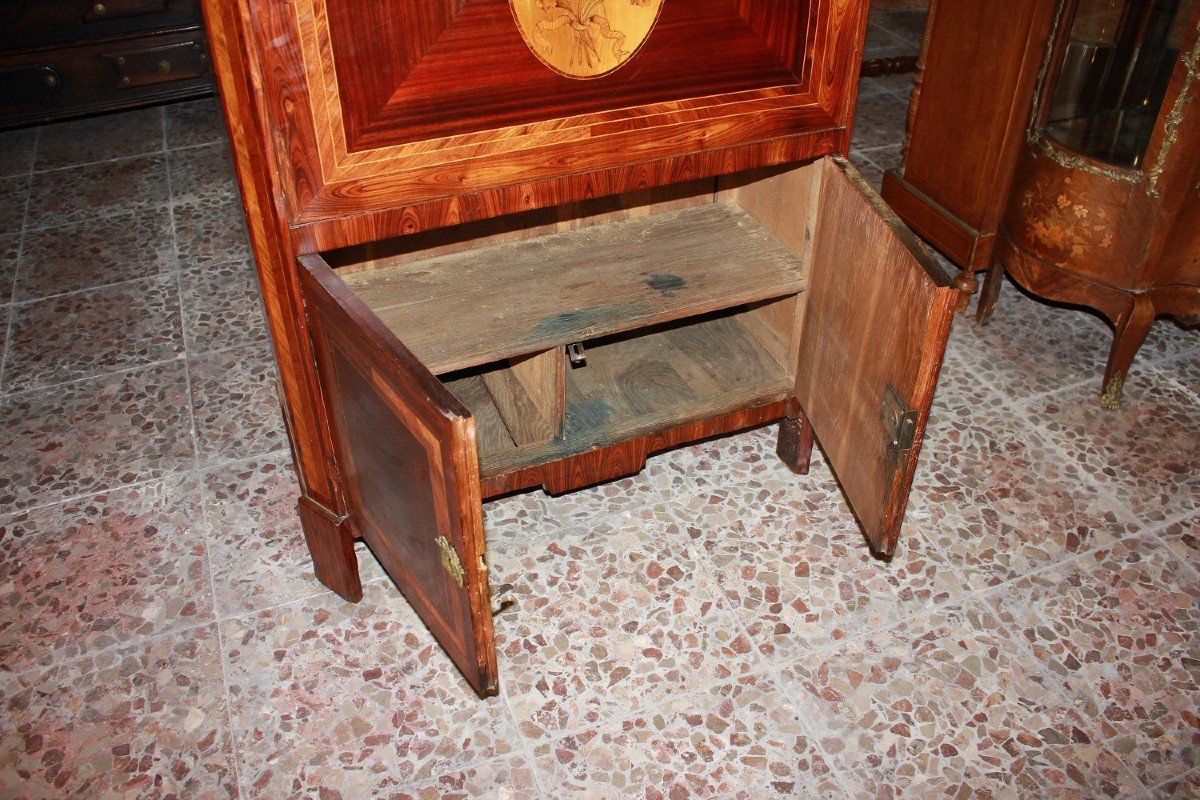 Louis XVI Style Secretaire From The 18th Century Richly Inlaid In Various Polychrome Woods-photo-3