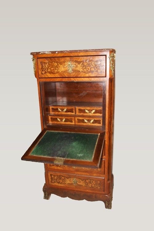 Pair Of French Secretaries From The Mid-1800s, Napoleon III Style, In Rosewood And Rosewood-photo-1