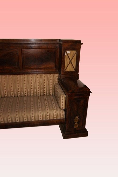 19th Century Northern European Biedermeier Mahogany Feather Sofa With Showcases-photo-2