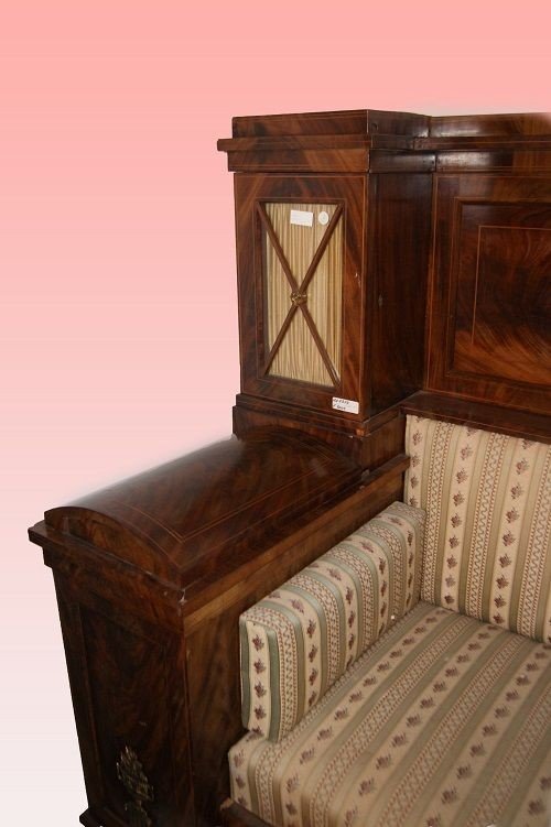 19th Century Northern European Biedermeier Mahogany Feather Sofa With Showcases-photo-3