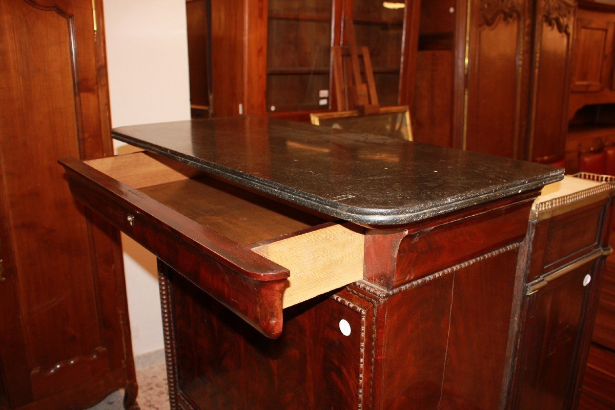 French 19th Century Mahogany And Feathered Mahogany Secretaire In Charles X Style With Marble-photo-3