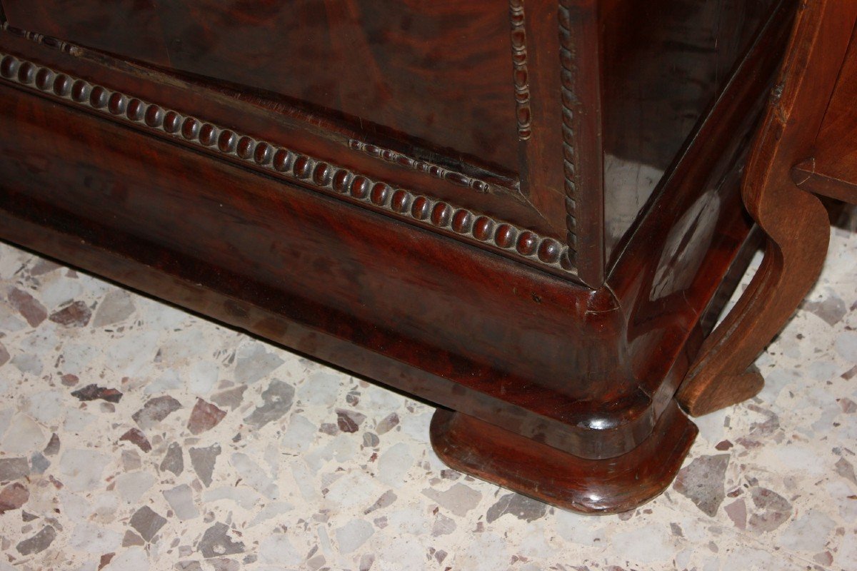 French 19th Century Mahogany And Feathered Mahogany Secretaire In Charles X Style With Marble-photo-5