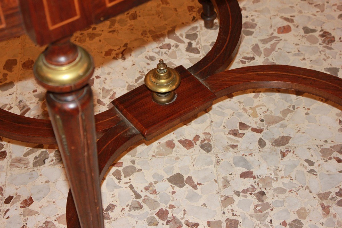 Louis XVI Style Writing Table In Inlaid Rosewood-photo-1