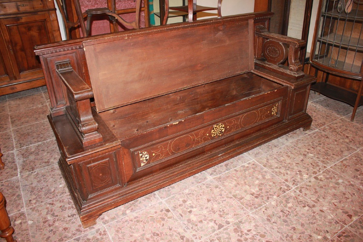 Large Chest With Backrest From Northern Italy, Early 19th Century With Inlays-photo-1