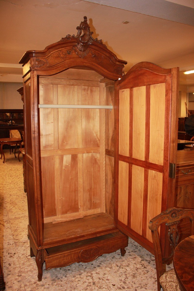 French Louis Philippe Style Walnut Wardrobe With Mirror And 1 Door-photo-1