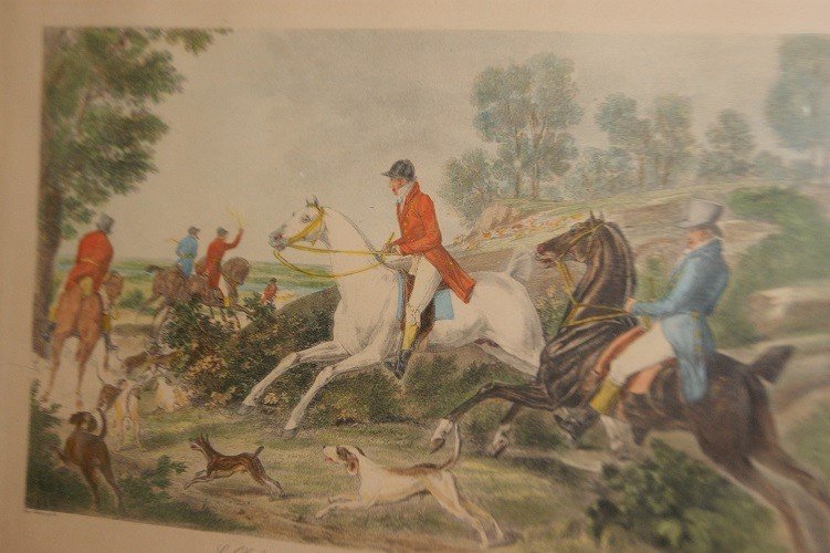 Petit Tirage Couleur Français De 1800. Représentant Une Scène De Chasse-photo-3