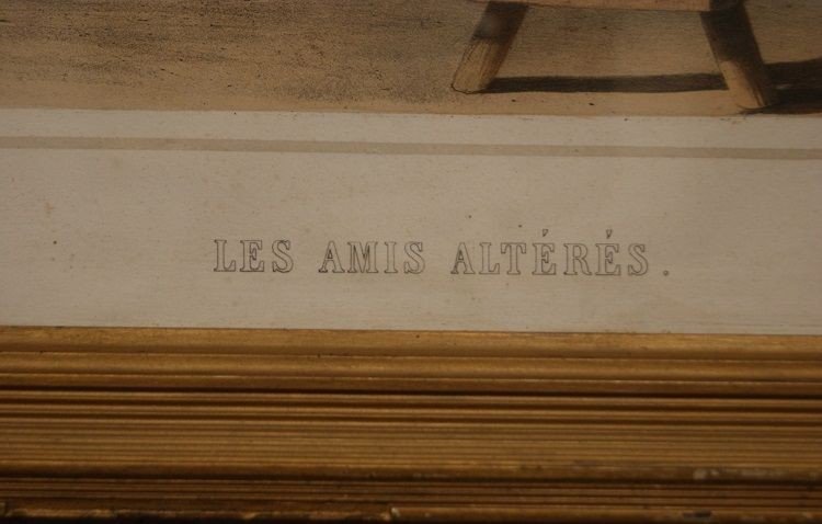 Estampe Couleur Française Ancienne Des Années 1800, écurie Avec Des Animaux-photo-4