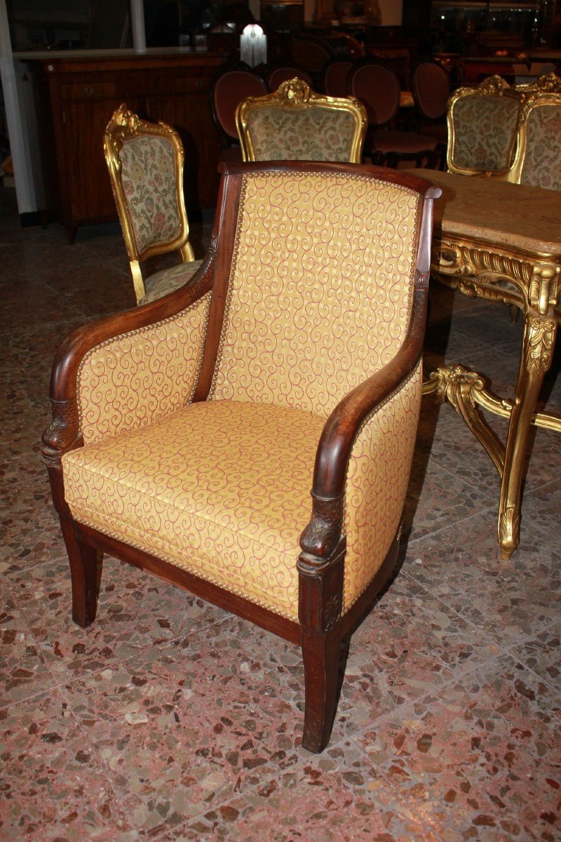 Pair Of French Directoire Style Armchairs With Carved Dolphins-photo-2