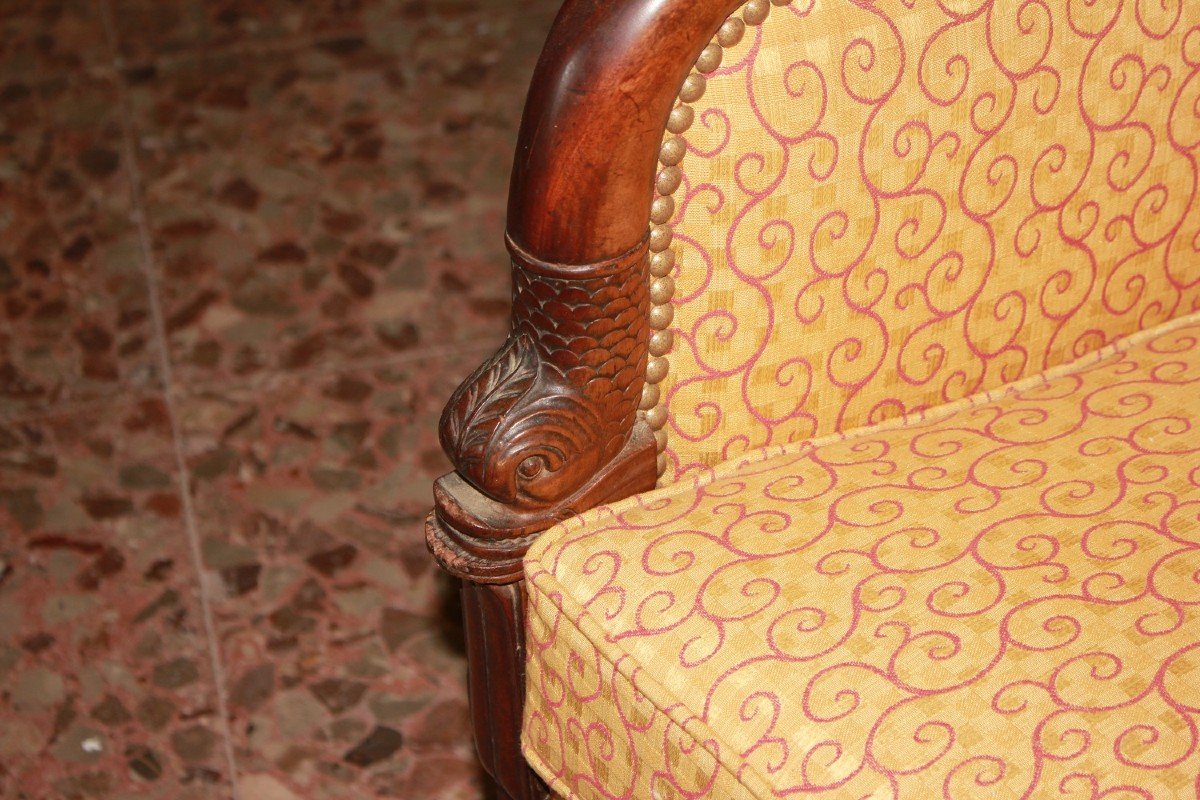 Pair Of French Directoire Style Armchairs With Carved Dolphins-photo-1