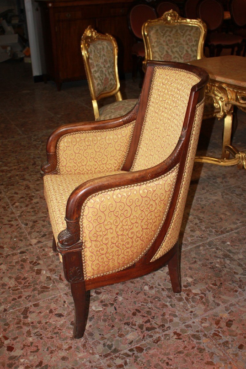 Pair Of French Directoire Style Armchairs With Carved Dolphins-photo-2