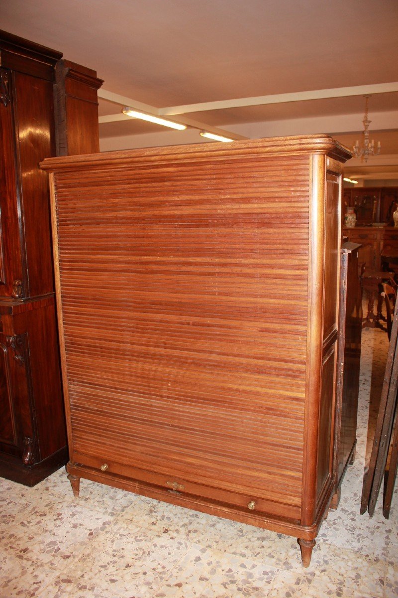 Mobile Roll-top Filing Cabinet Early 1900s In Walnut